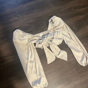 Champagne Crop Top Tie Front